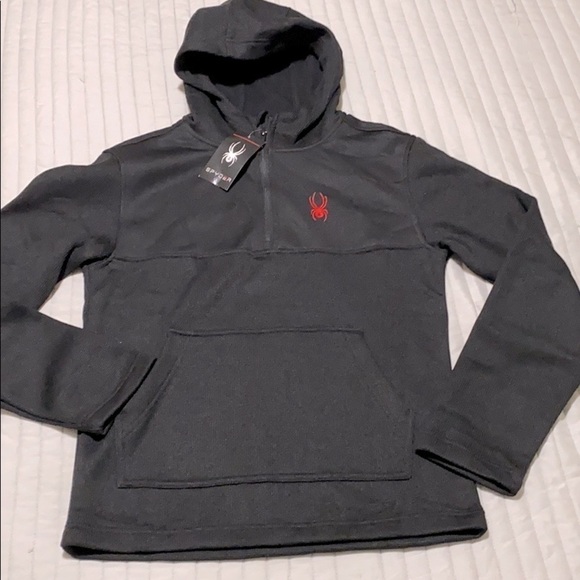 SPYDER black quarter zip hoodie size small - Picture 2 of 12